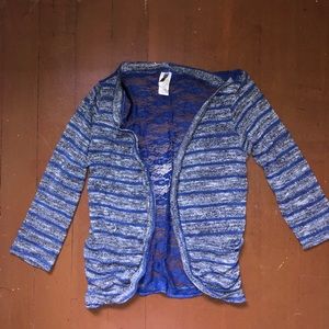 SILVER AND ROYAL BLUE STRIPED CARDIGAN